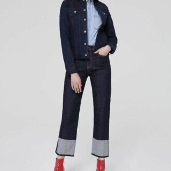 AG Adriano Goldschmied Jeans Dark Wash The Rhett High Waisted Crop Straight 25R - Picture 13 of 13